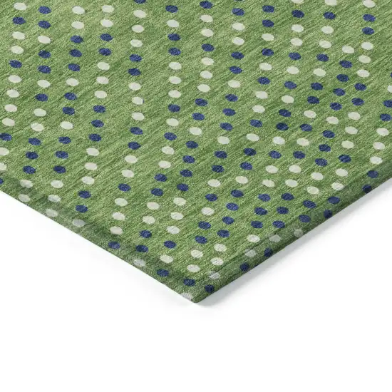 Green Blue And Ivory Polka Dot Washable Indoor Outdoor Area Rug Photo 5