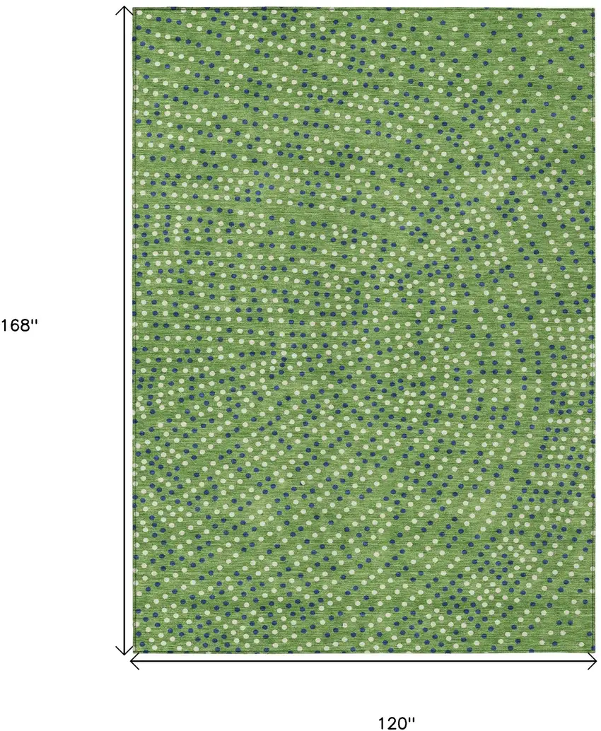 Green Blue And Ivory Polka Dot Washable Indoor Outdoor Area Rug Photo 3