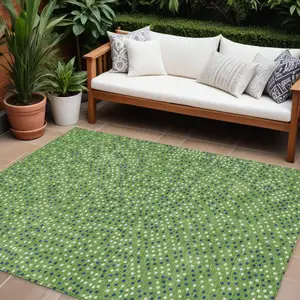 Photo of Green Blue And Ivory Polka Dot Washable Indoor Outdoor Area Rug