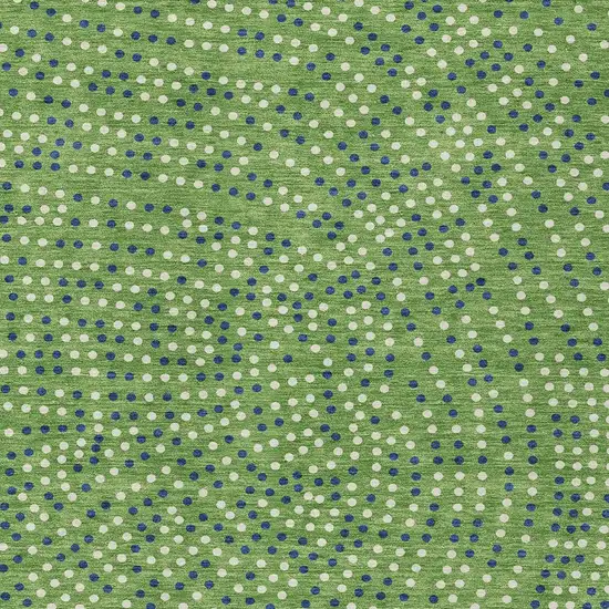 Green Blue And Ivory Polka Dot Washable Indoor Outdoor Area Rug Photo 7