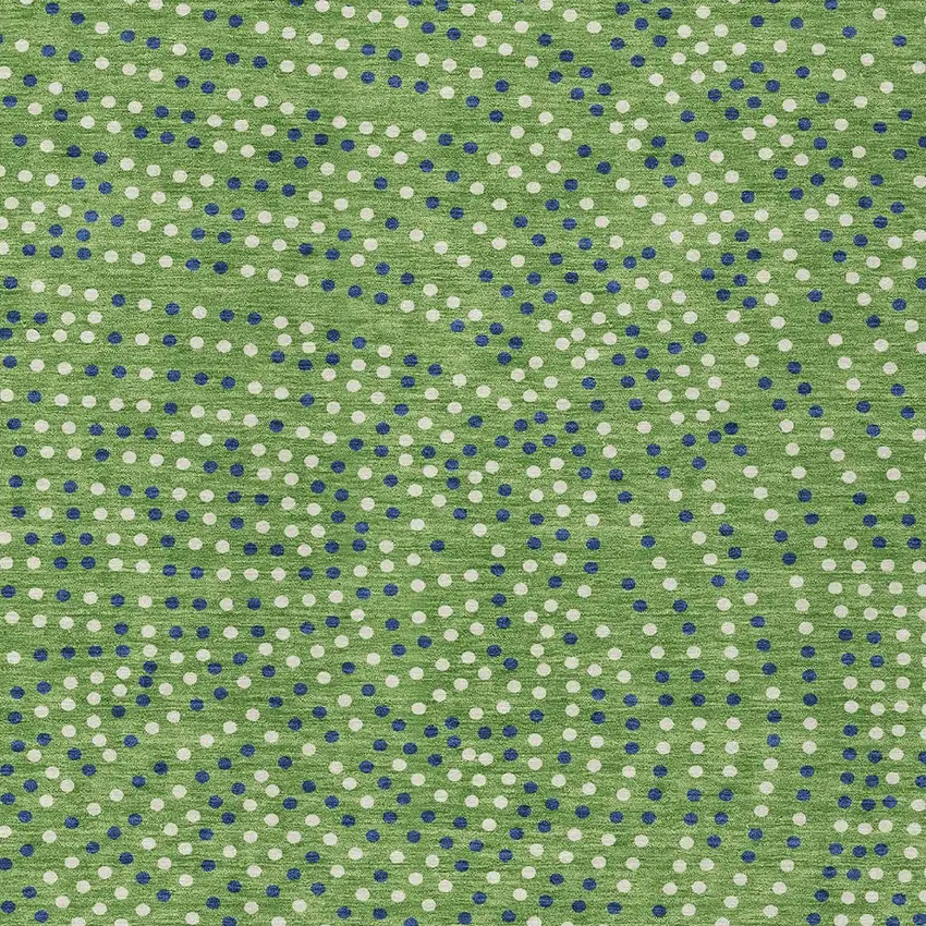 Green Blue And Ivory Polka Dot Washable Indoor Outdoor Area Rug Photo 7