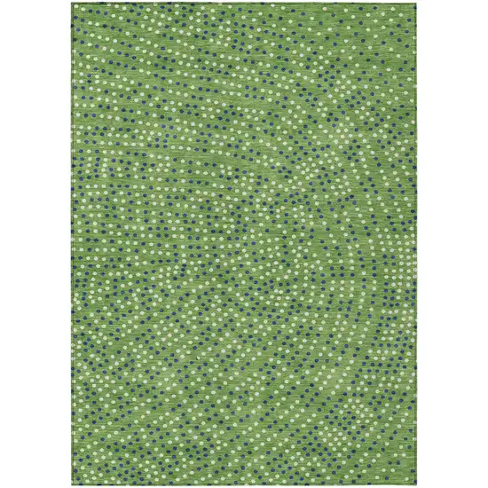 Green Blue And Ivory Polka Dot Washable Indoor Outdoor Area Rug Photo 2
