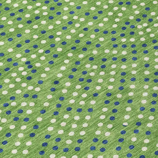 Green Blue And Ivory Polka Dot Washable Indoor Outdoor Area Rug Photo 6