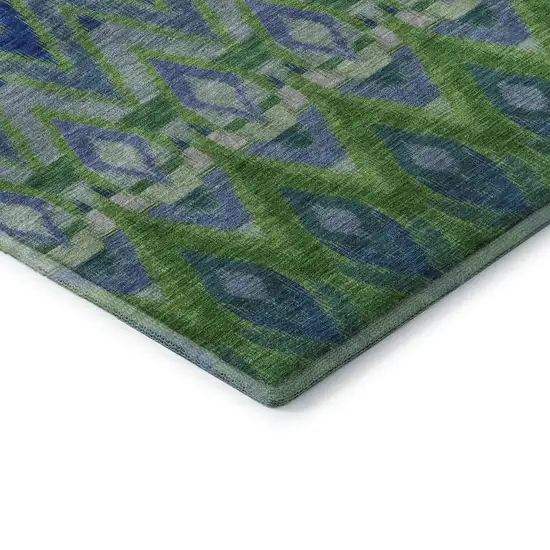 Green Blue And Ivory Southwestern Washable Area Rug With UV Protection Photo 8