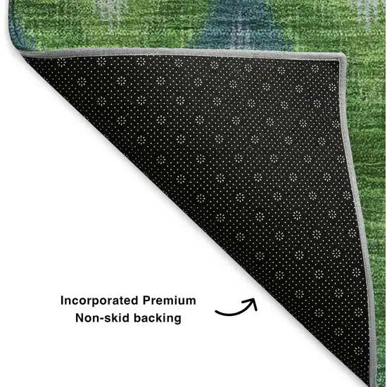 Green Blue And Ivory Southwestern Washable Area Rug With UV Protection Photo 7