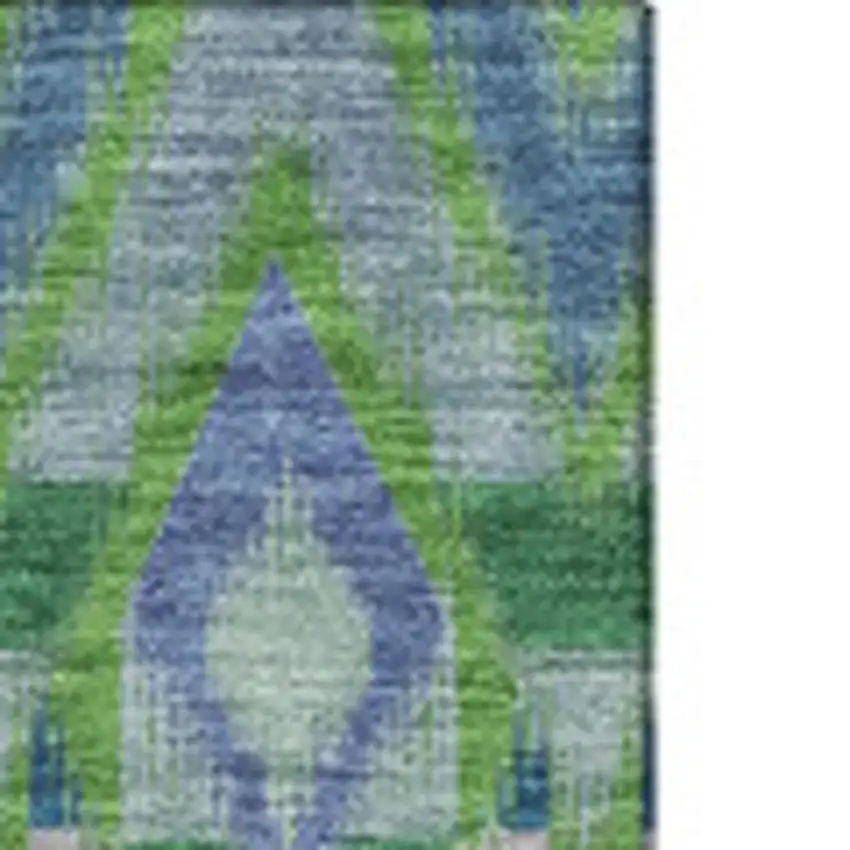 Green Blue And Ivory Southwestern Washable Area Rug With UV Protection Photo 3