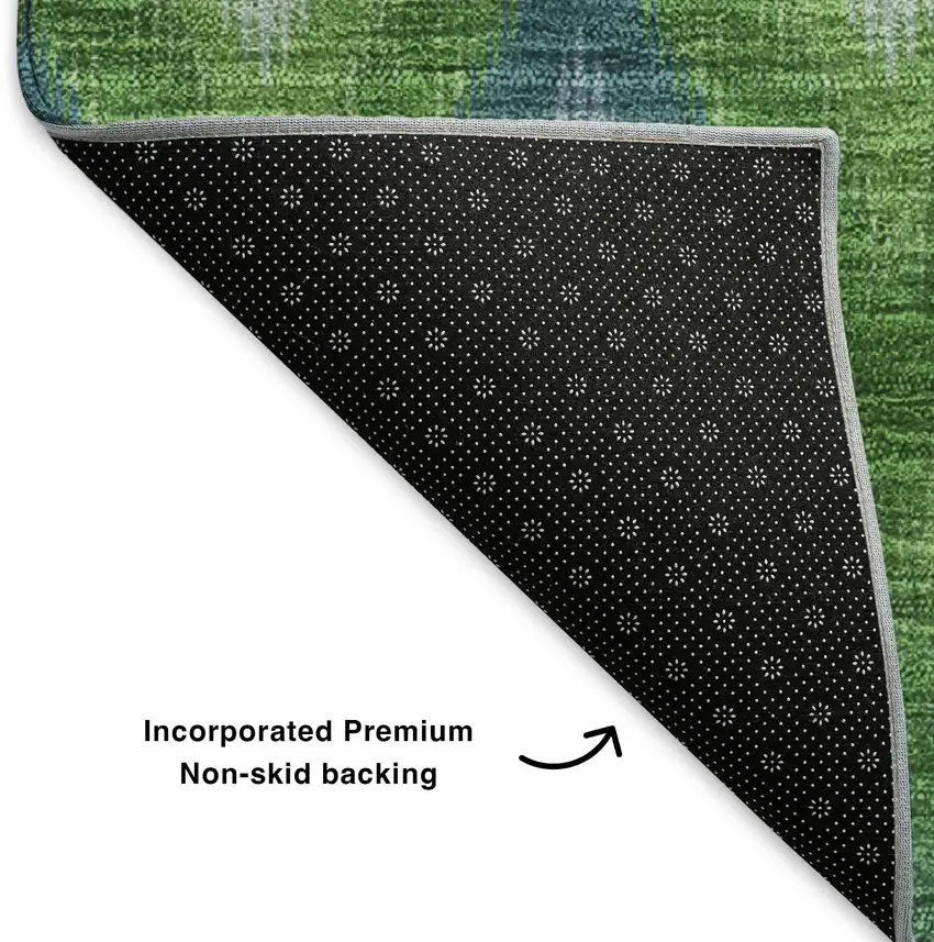 Green Blue And Ivory Southwestern Washable Area Rug With UV Protection Photo 7