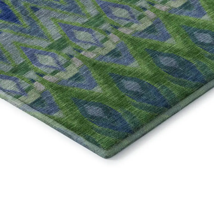 Green Blue And Ivory Southwestern Washable Area Rug With UV Protection Photo 8