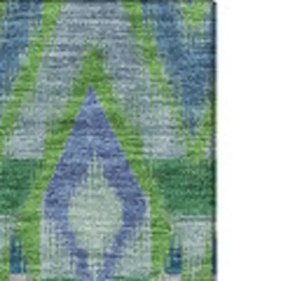 Green Blue And Ivory Southwestern Washable Area Rug With UV Protection Photo 4