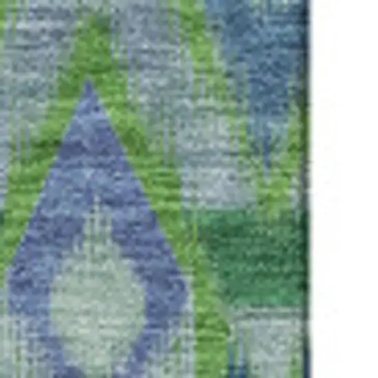 Green Blue And Ivory Southwestern Washable Area Rug With UV Protection Photo 3
