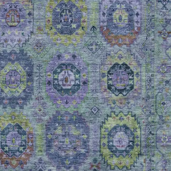 Green Blue And Purple Medallion Washable Indoor Outdoor Area Rug Photo 6