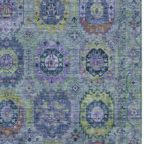 Green Blue And Purple Medallion Washable Indoor Outdoor Area Rug Photo 7