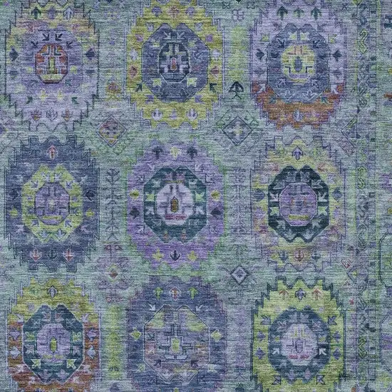 Green Blue And Purple Medallion Washable Indoor Outdoor Area Rug Photo 6