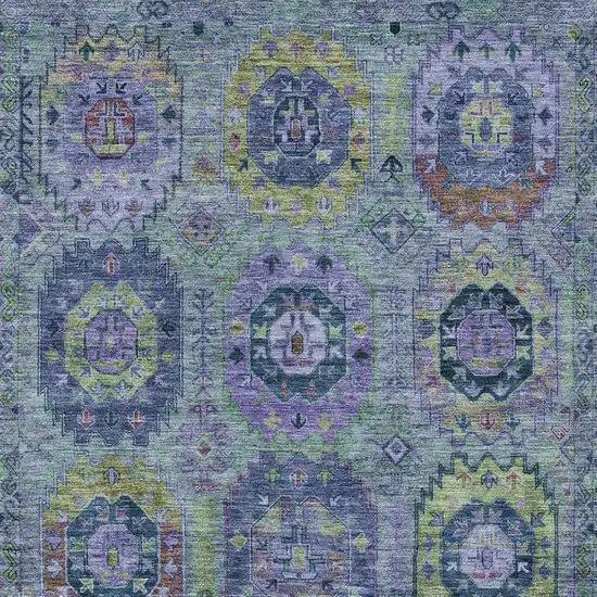 Green Blue And Purple Medallion Washable Indoor Outdoor Area Rug Photo 7