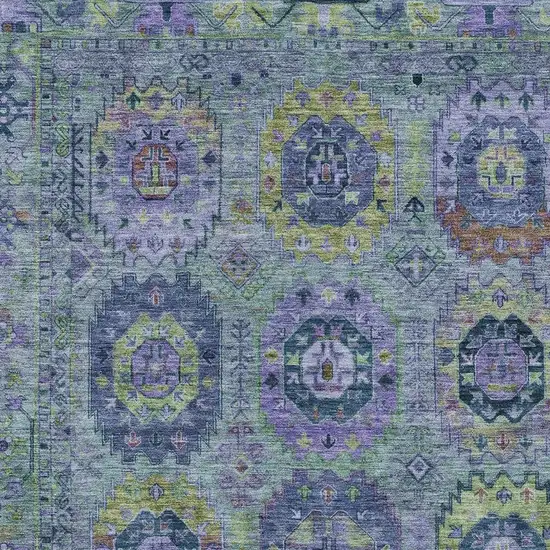 Green Blue And Purple Medallion Washable Indoor Outdoor Area Rug Photo 6