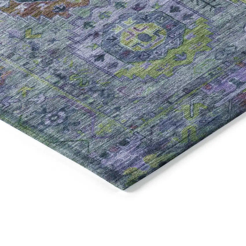 Green Blue And Purple Medallion Washable Indoor Outdoor Area Rug Photo 5
