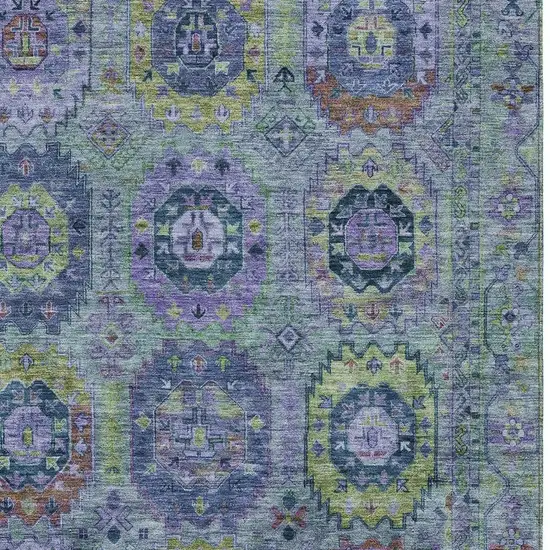 Green Blue And Purple Medallion Washable Indoor Outdoor Area Rug Photo 7