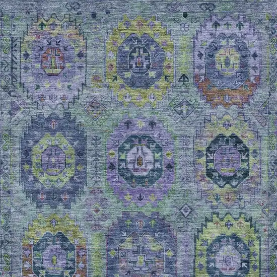 Green Blue And Purple Medallion Washable Indoor Outdoor Area Rug Photo 6