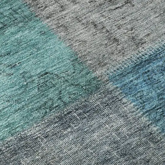 Green Blue And Purple Patchwork Washable Area Rug With UV Protection Photo 9