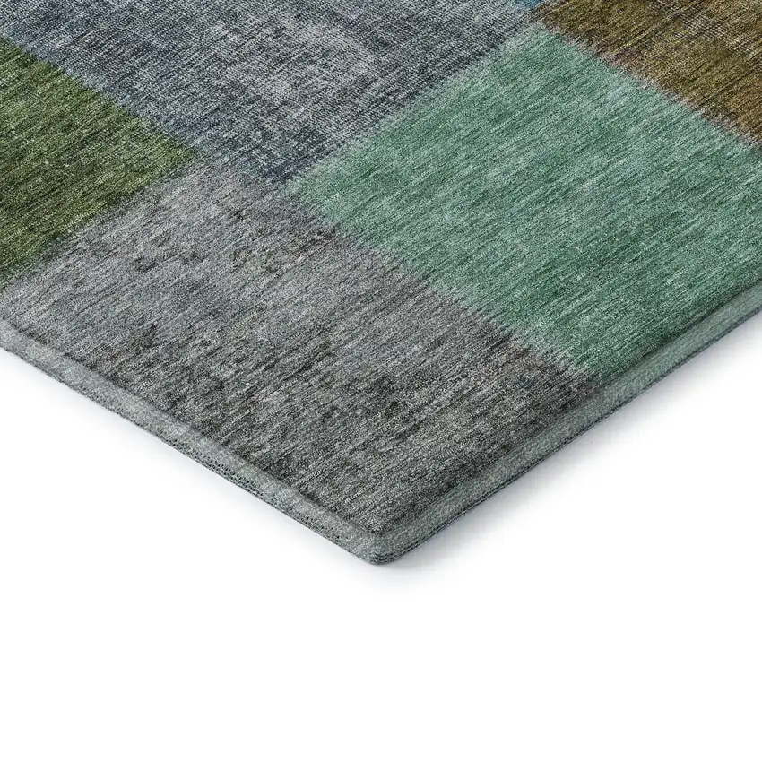 Green Blue And Purple Patchwork Washable Area Rug With UV Protection Photo 7