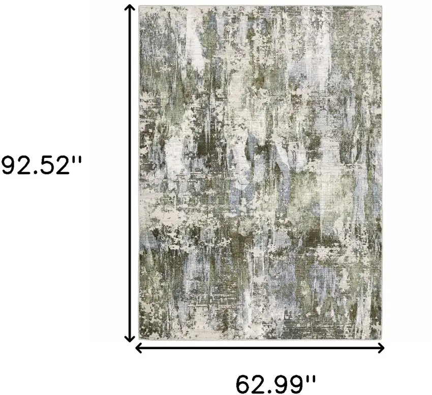 Green Blue Grey Ivory And Brown Abstract Power Loom Stain Resistant Area Rug Photo 10