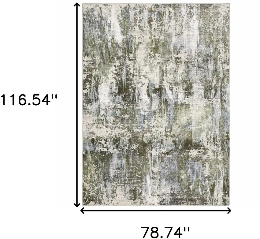 Green Blue Grey Ivory And Brown Abstract Power Loom Stain Resistant Area Rug Photo 10