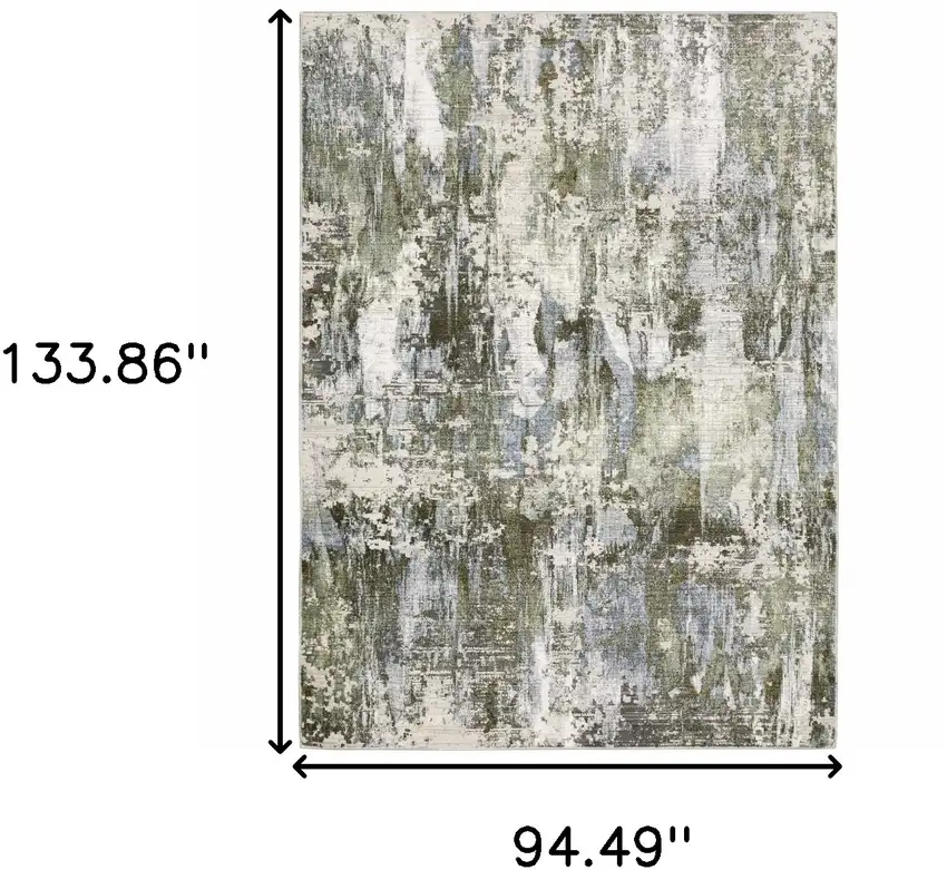 Green Blue Grey Ivory And Brown Abstract Power Loom Stain Resistant Area Rug Photo 10