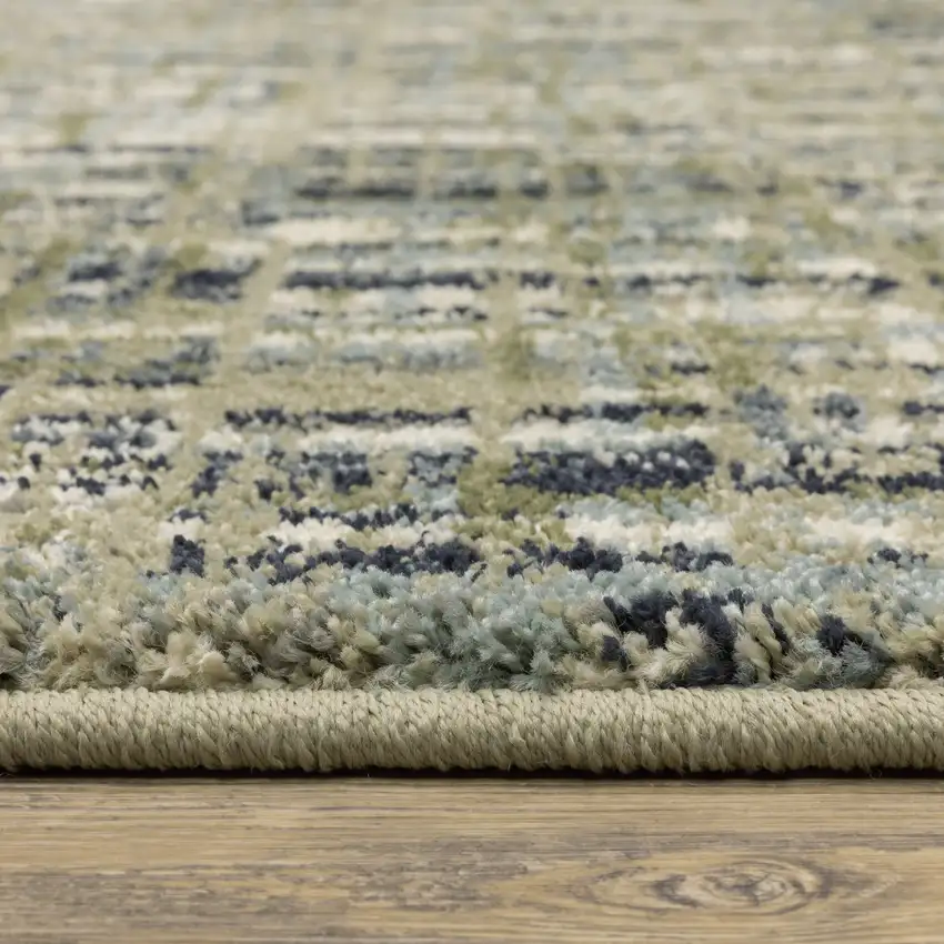 Green Blue Ivory Beige And Light Blue Abstract Power Loom Stain Resistant Area Rug Photo 9