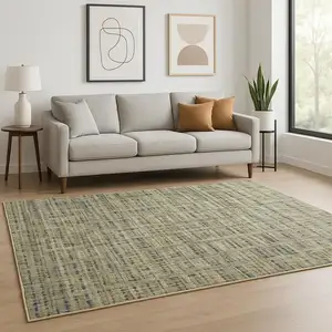 Photo of Green Blue Ivory Beige And Light Blue Abstract Power Loom Stain Resistant Area Rug