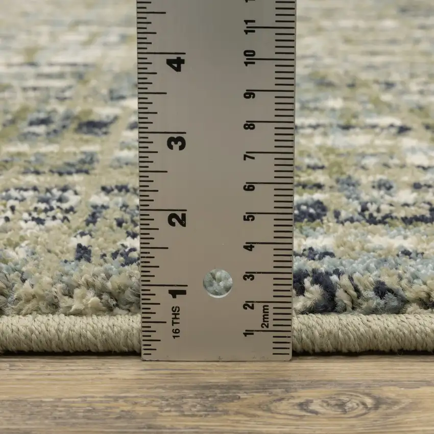 Green Blue Ivory Beige And Light Blue Abstract Power Loom Stain Resistant Area Rug Photo 8