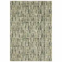 Photo of Green Blue Ivory Beige And Light Blue Abstract Power Loom Stain Resistant Area Rug