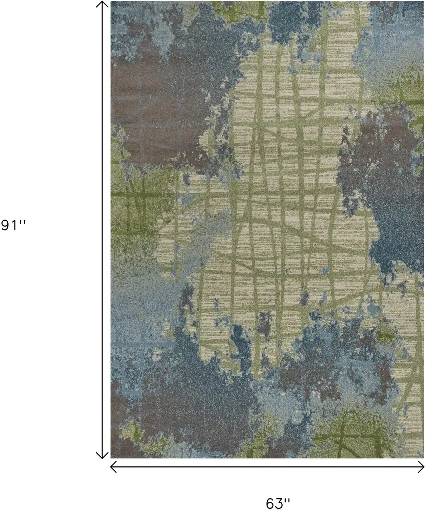 Blue And Green Abstract Area Rug Photo 3