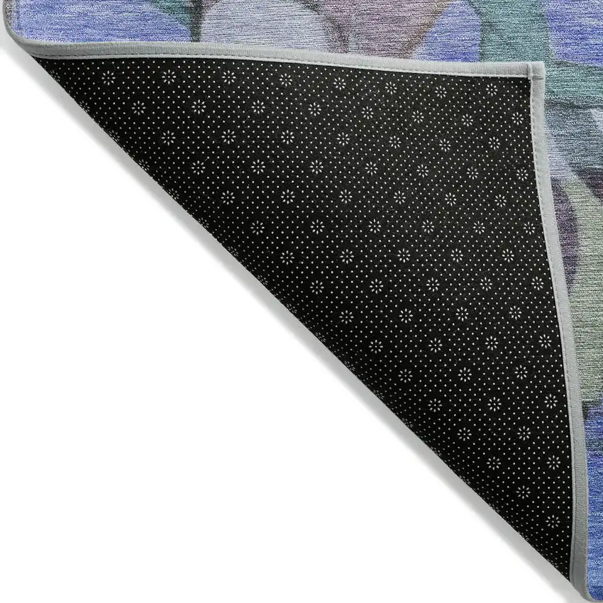 Green Blue Purple And Black Abstract Washable Indoor Outdoor Area Rug Photo 8