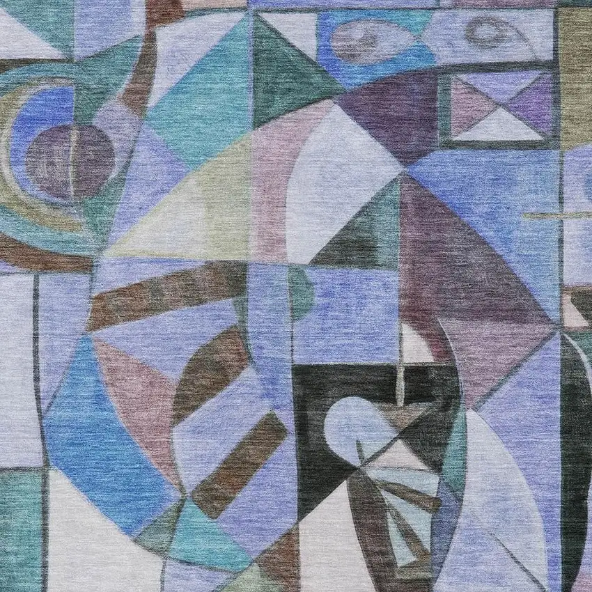 Green Blue Purple And Black Abstract Washable Indoor Outdoor Area Rug Photo 4