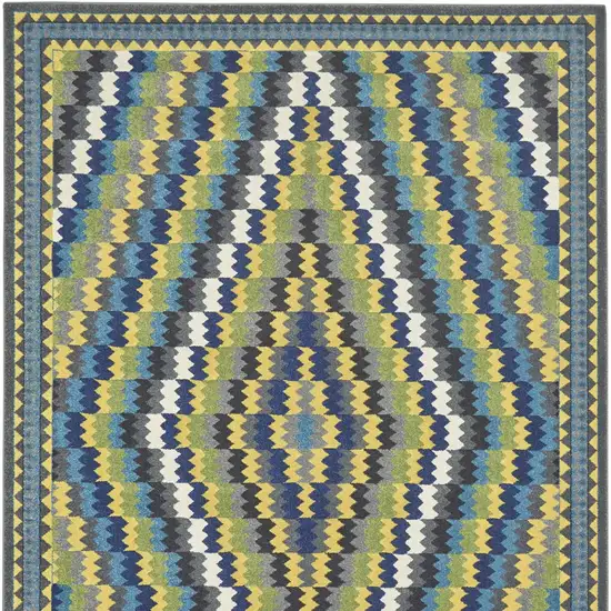 Green Blue and Yellow Southwestern Power Loom Area Rug Photo 8