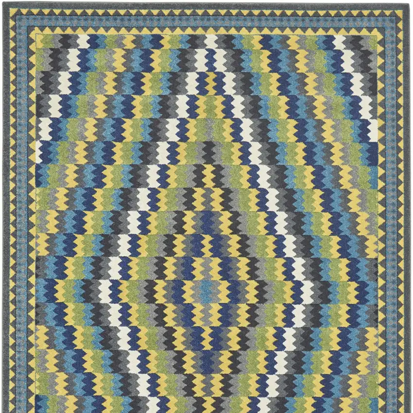 Green Blue and Yellow Southwestern Power Loom Area Rug Photo 8