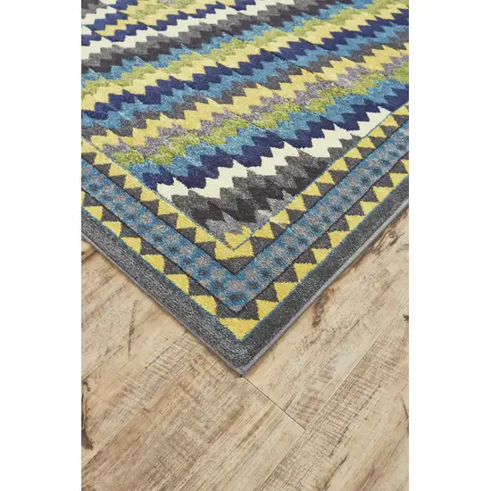 Green Blue and Yellow Southwestern Power Loom Area Rug Photo 6