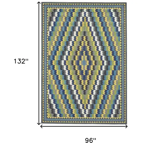 Green Blue and Yellow Southwestern Power Loom Area Rug Photo 3