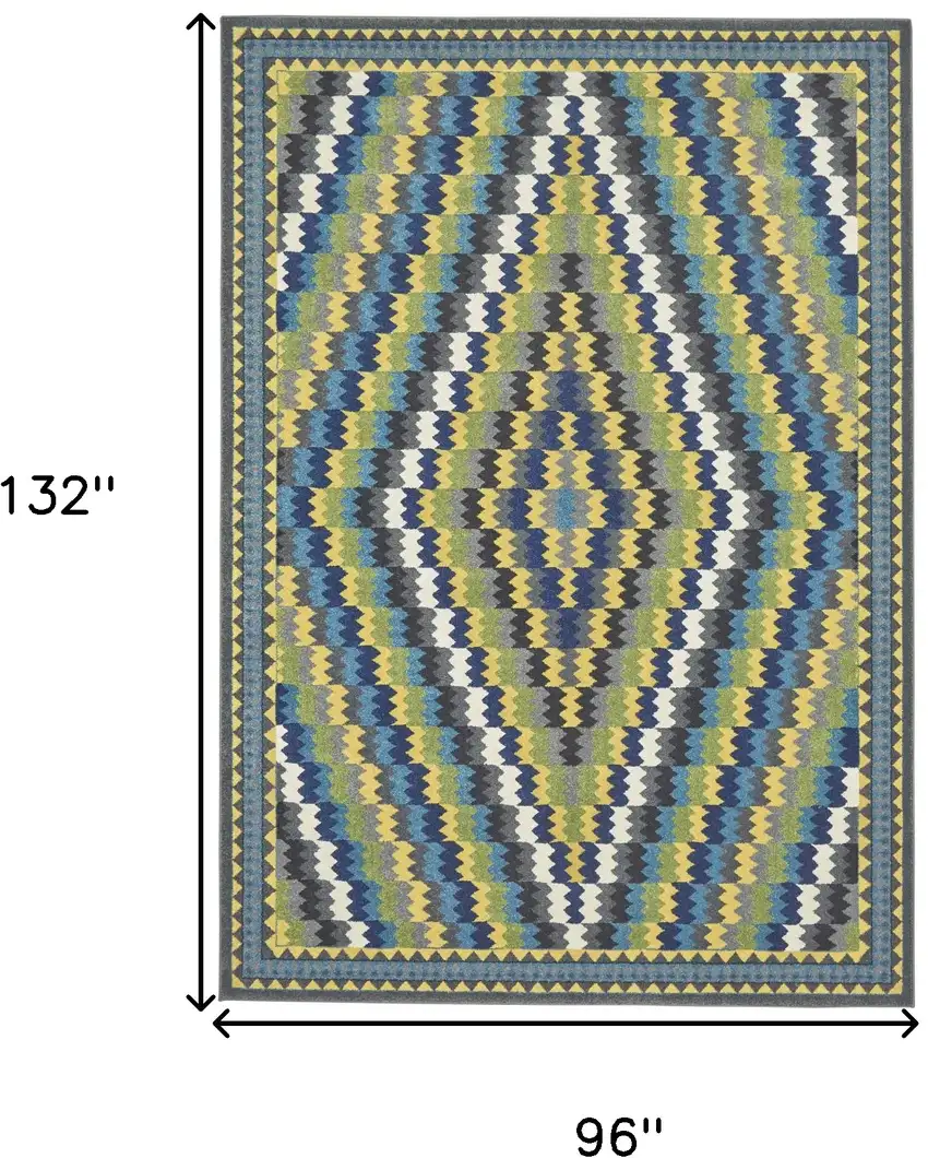 Green Blue and Yellow Southwestern Power Loom Area Rug Photo 3