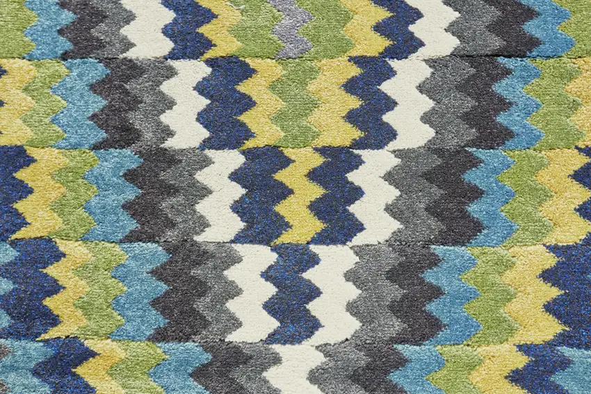 Green Blue and Yellow Southwestern Power Loom Area Rug Photo 5