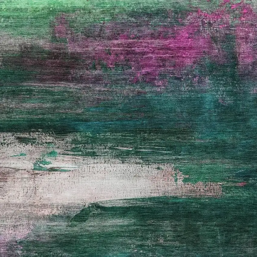 Green Blush And Ivory Abstract Washable Indoor Outdoor Area Rug Photo 3