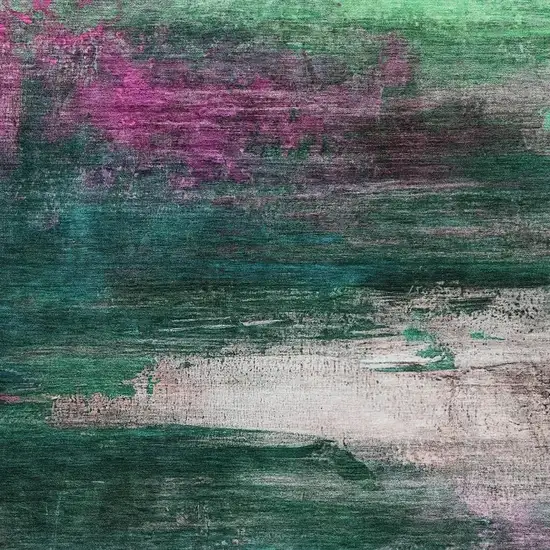 Green Blush And Ivory Abstract Washable Indoor Outdoor Area Rug Photo 7