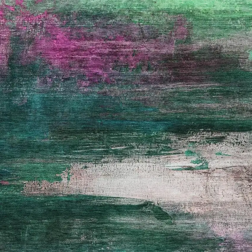 Green Blush And Ivory Abstract Washable Indoor Outdoor Area Rug Photo 7