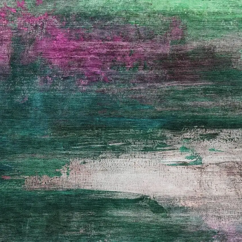 Green Blush And Ivory Abstract Washable Indoor Outdoor Area Rug Photo 3