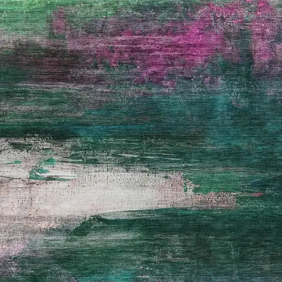Green Blush And Ivory Abstract Washable Indoor Outdoor Area Rug Photo 3