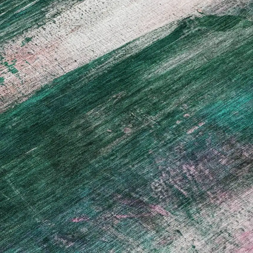 Green Blush And Ivory Abstract Washable Indoor Outdoor Area Rug Photo 9