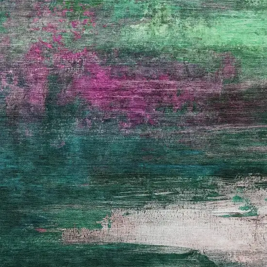 Green Blush And Ivory Abstract Washable Indoor Outdoor Area Rug Photo 7