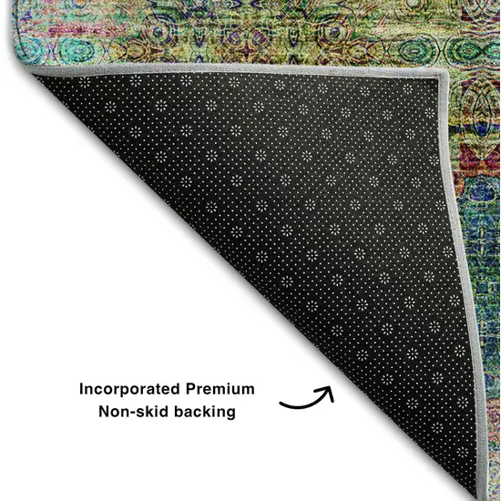 Green Blush And Teal Floral Medallion Washable Area Rug With UV Protection Photo 6