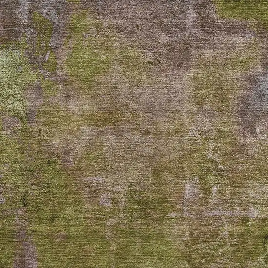 Green Brown And Beige Abstract Washable Area Rug With UV Protection Photo 2