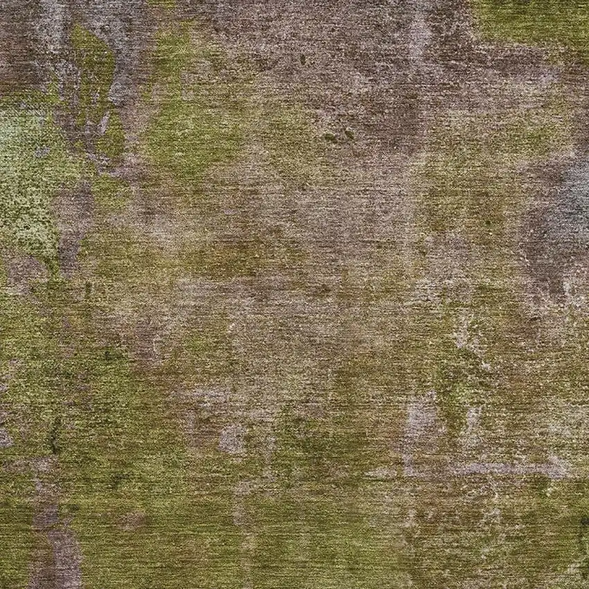 Green Brown And Beige Abstract Washable Area Rug With UV Protection Photo 2